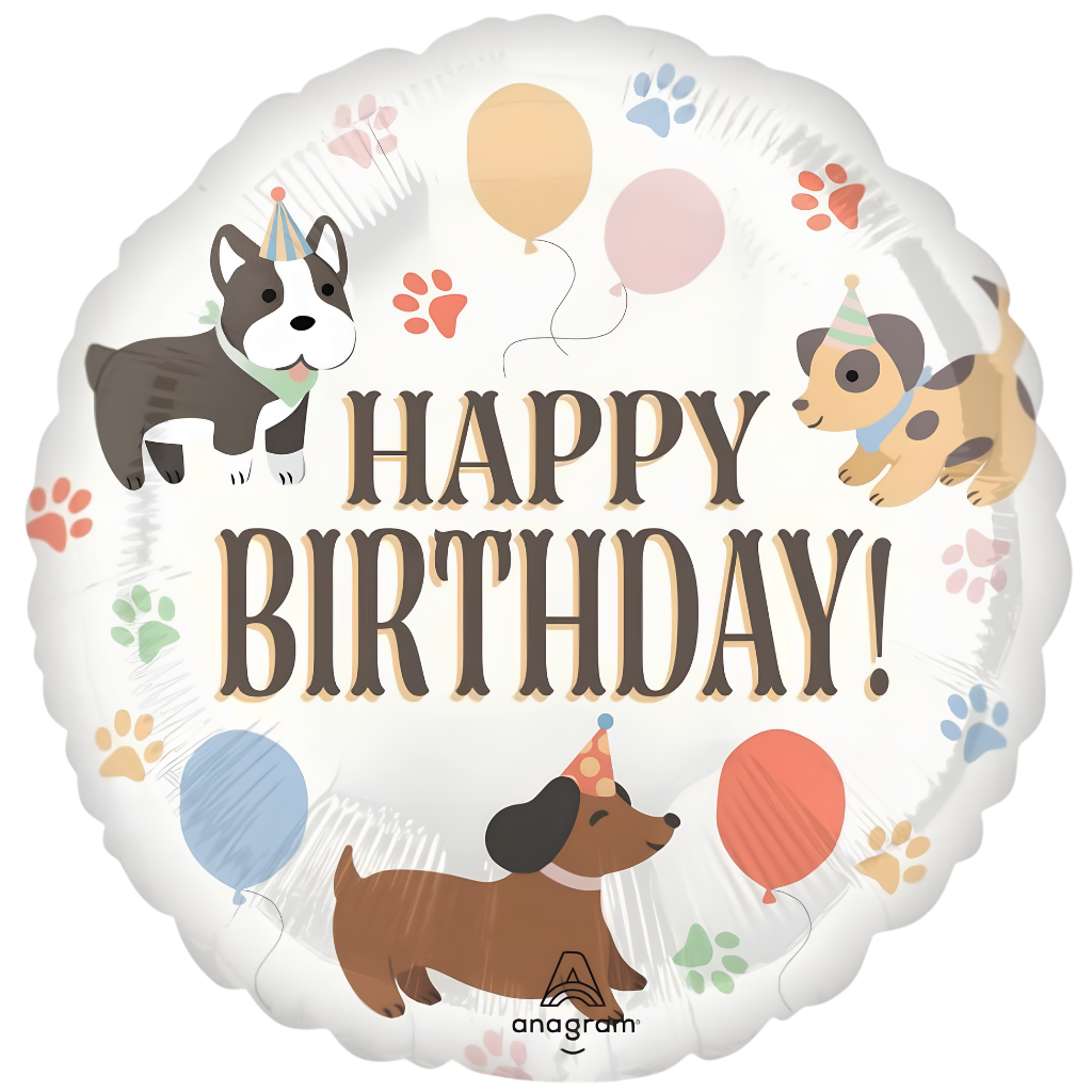 Happy Birthday Puppies & Balloons