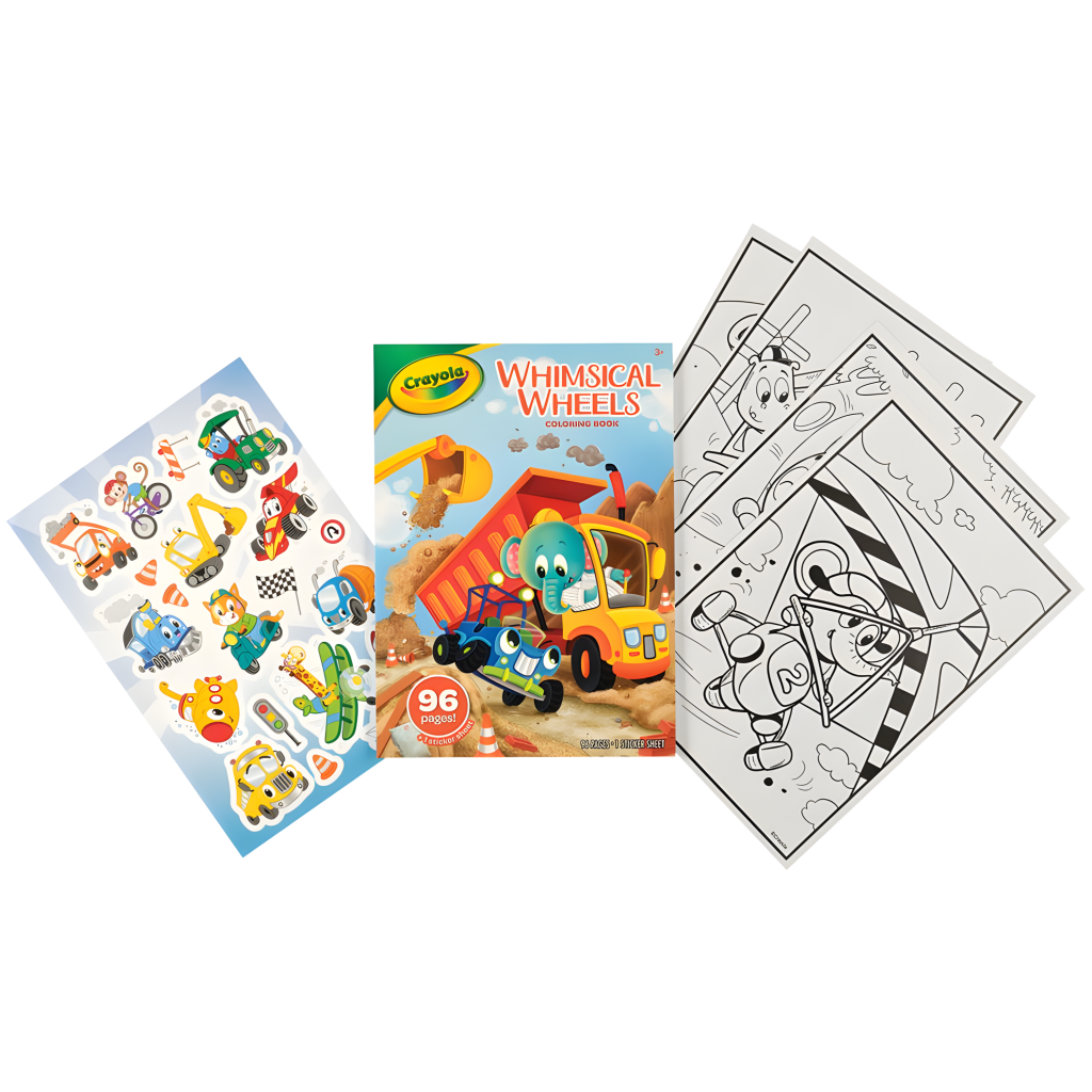 Whimsical Wheels Colouring Book