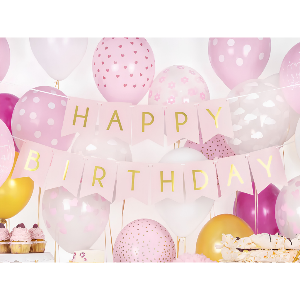 Pale Pink Happy Birthday Banner