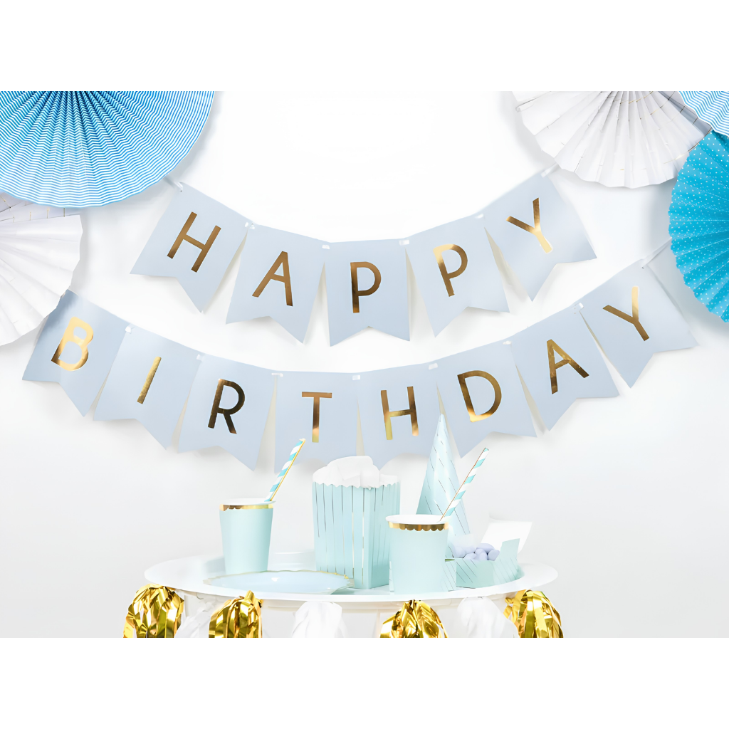 Pale Blue Happy Birthday Banner