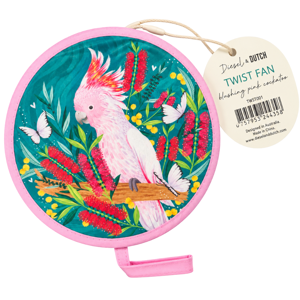 Twist Fan - Blushing Pink Cockatoo