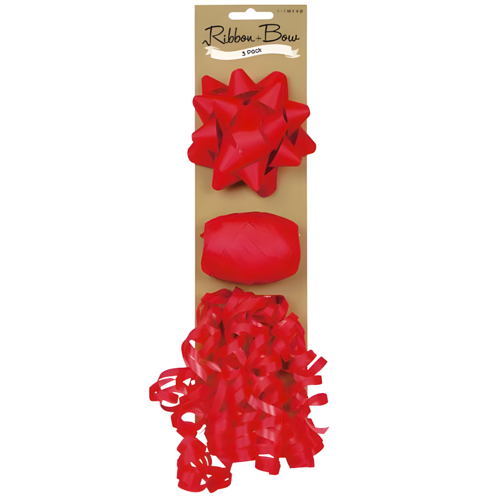 Gift Bow & Ribbon - Red (3pk)