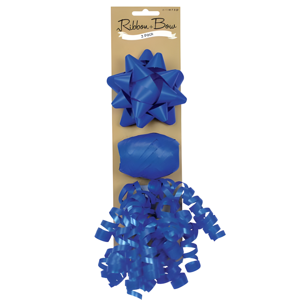 Gift Bow & Ribbon - Blue (3pk)