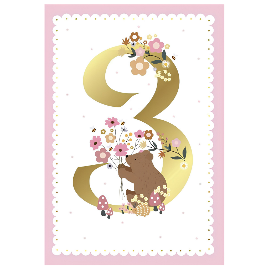 3rd Birthday Bear With Flowers