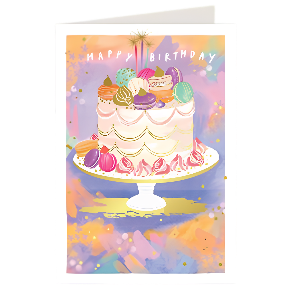 Happy Birthday, Cake with Macarons