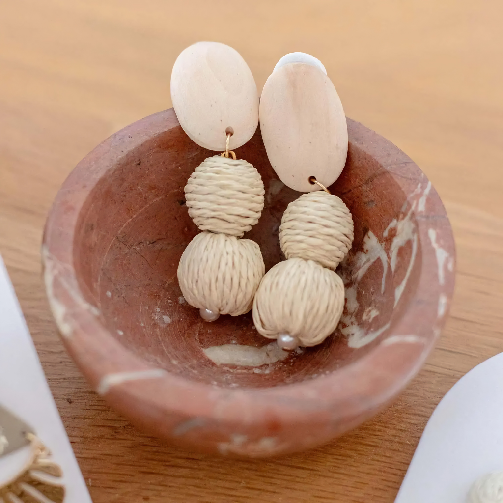 Kiki Earrings - Raw Wood Drop