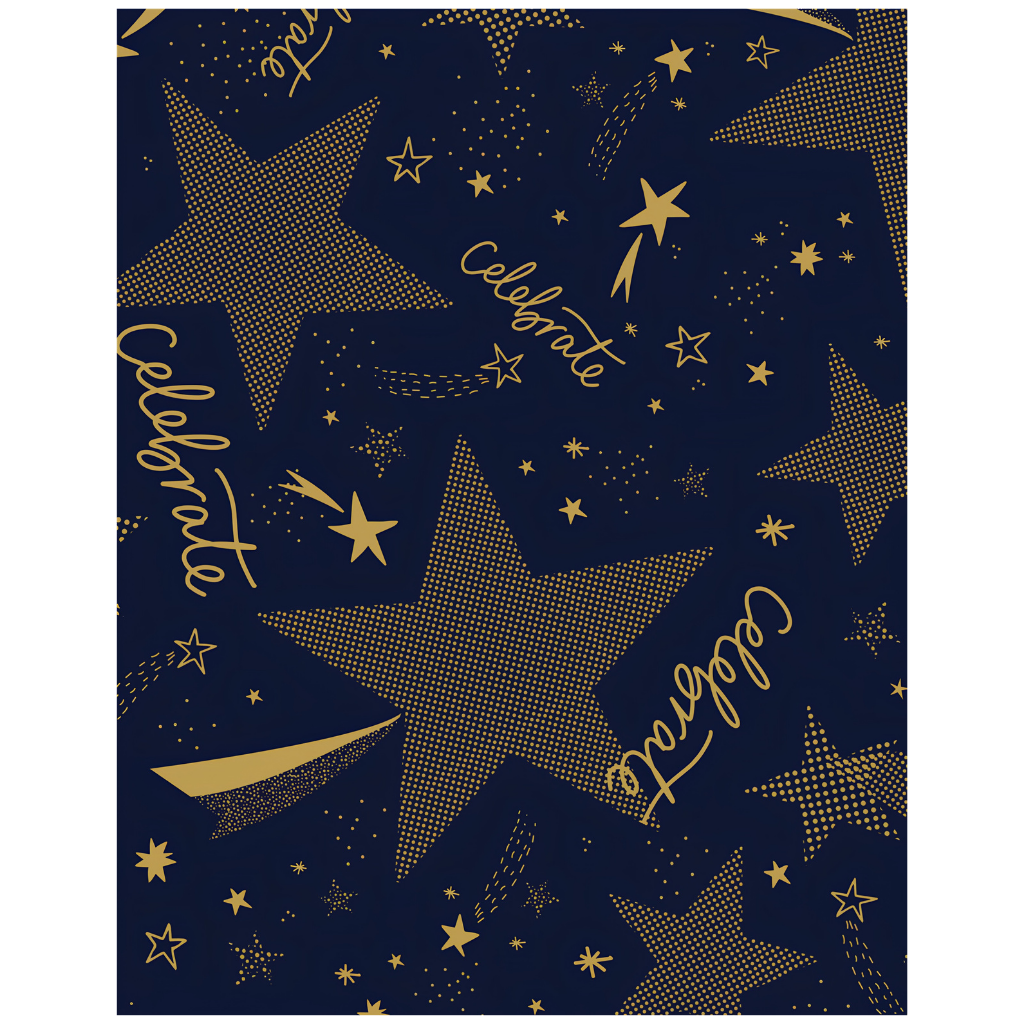 Folded Wrap - Gold Stars On Navy