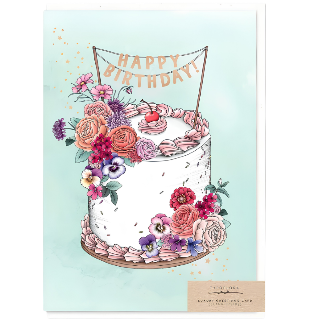 Floral Birthday Cake Card