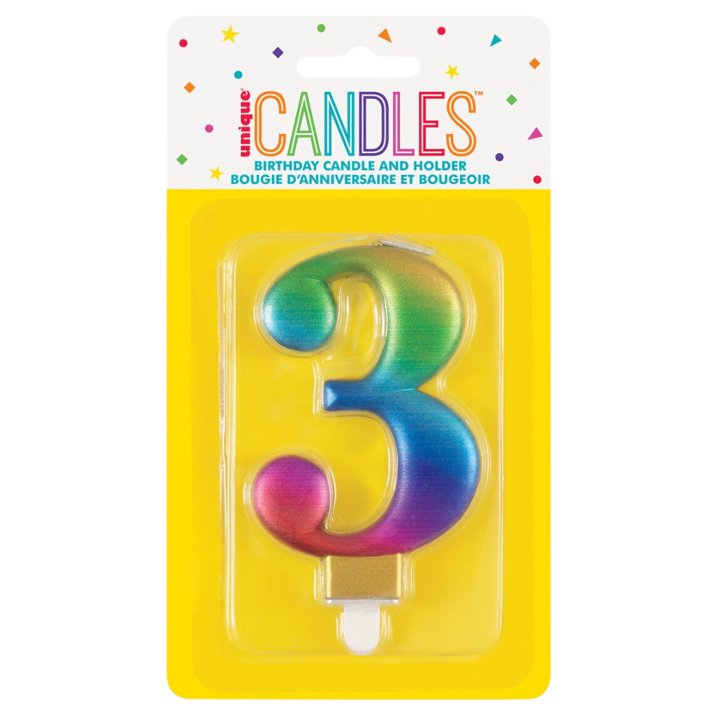 Numeral Candle Three [Col.:RAINBOW]