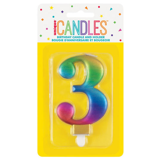 Numeral Candle Three [Col.:RAINBOW]