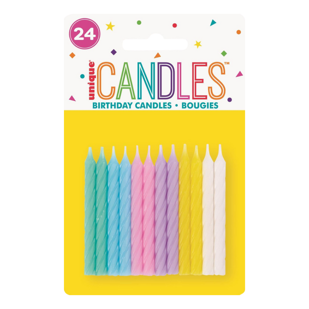 Mini Spiral Candles Pastels (24pk)