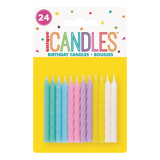 Mini Spiral Candles Pastels (24pk)