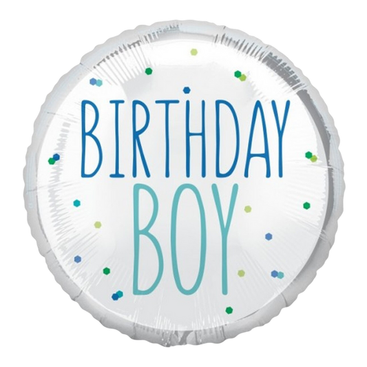 Birthday Boy Blue on Silver