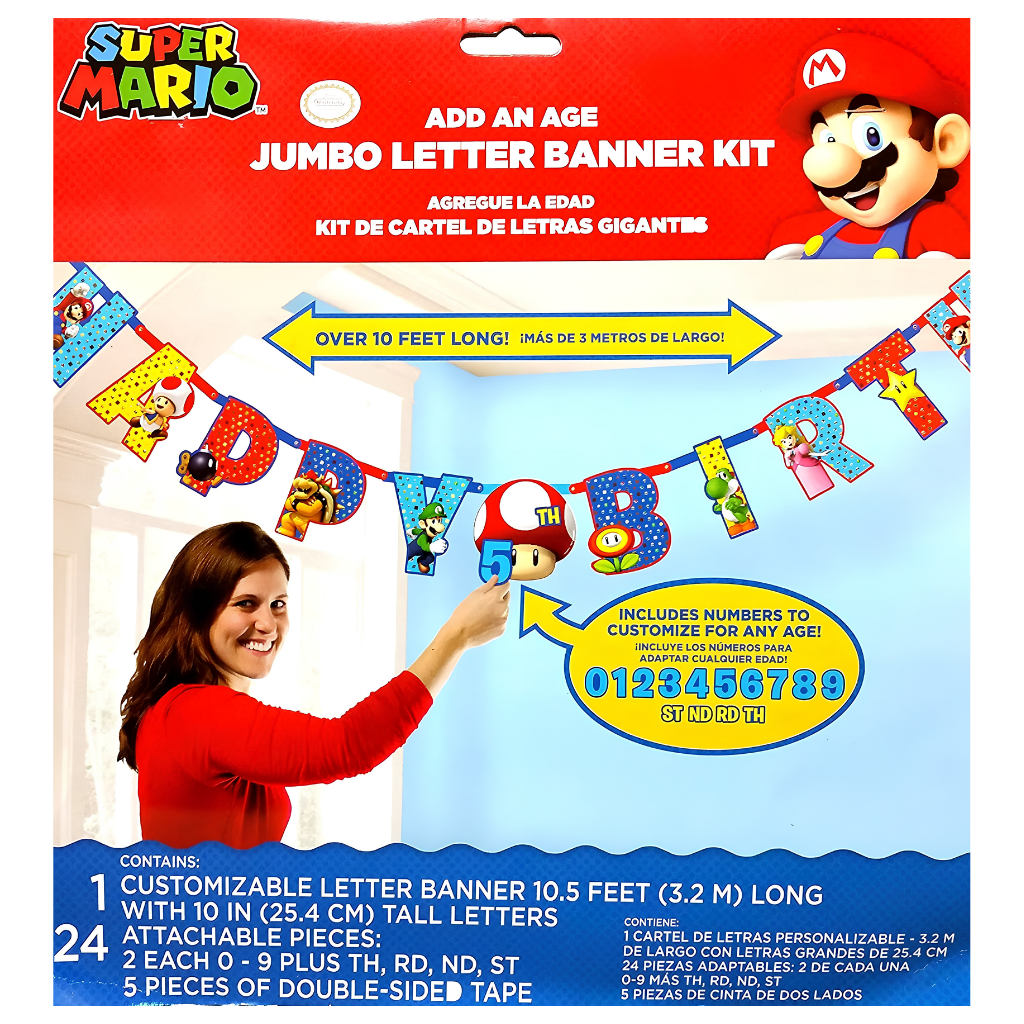 Super Mario Jumbo 'Add an Age' Birthday Banner