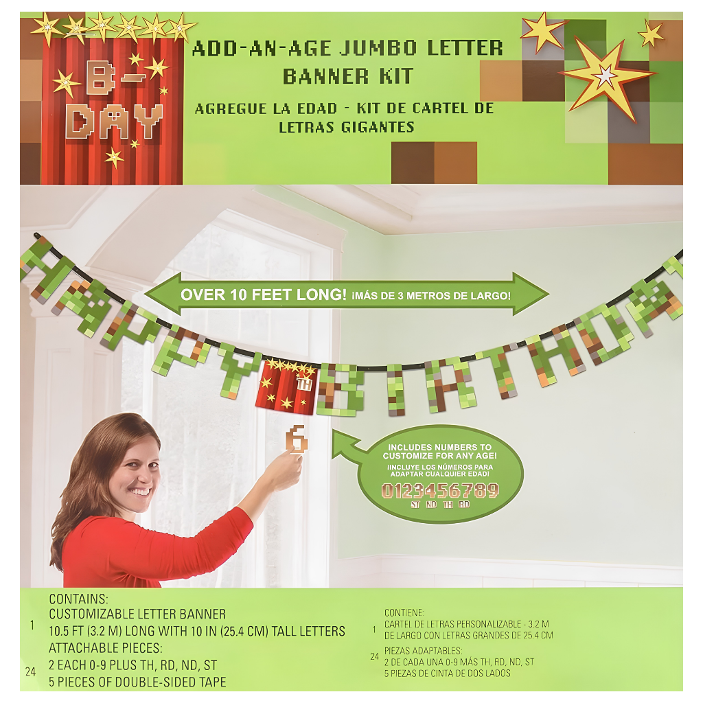 Pixel Block TNT Jumbo 'Add an Age' Birthday Banner