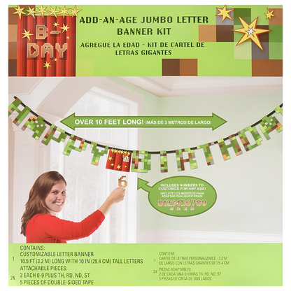 Pixel Block TNT Jumbo 'Add an Age' Birthday Banner