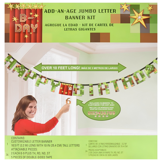 Pixel Block TNT Jumbo 'Add an Age' Birthday Banner