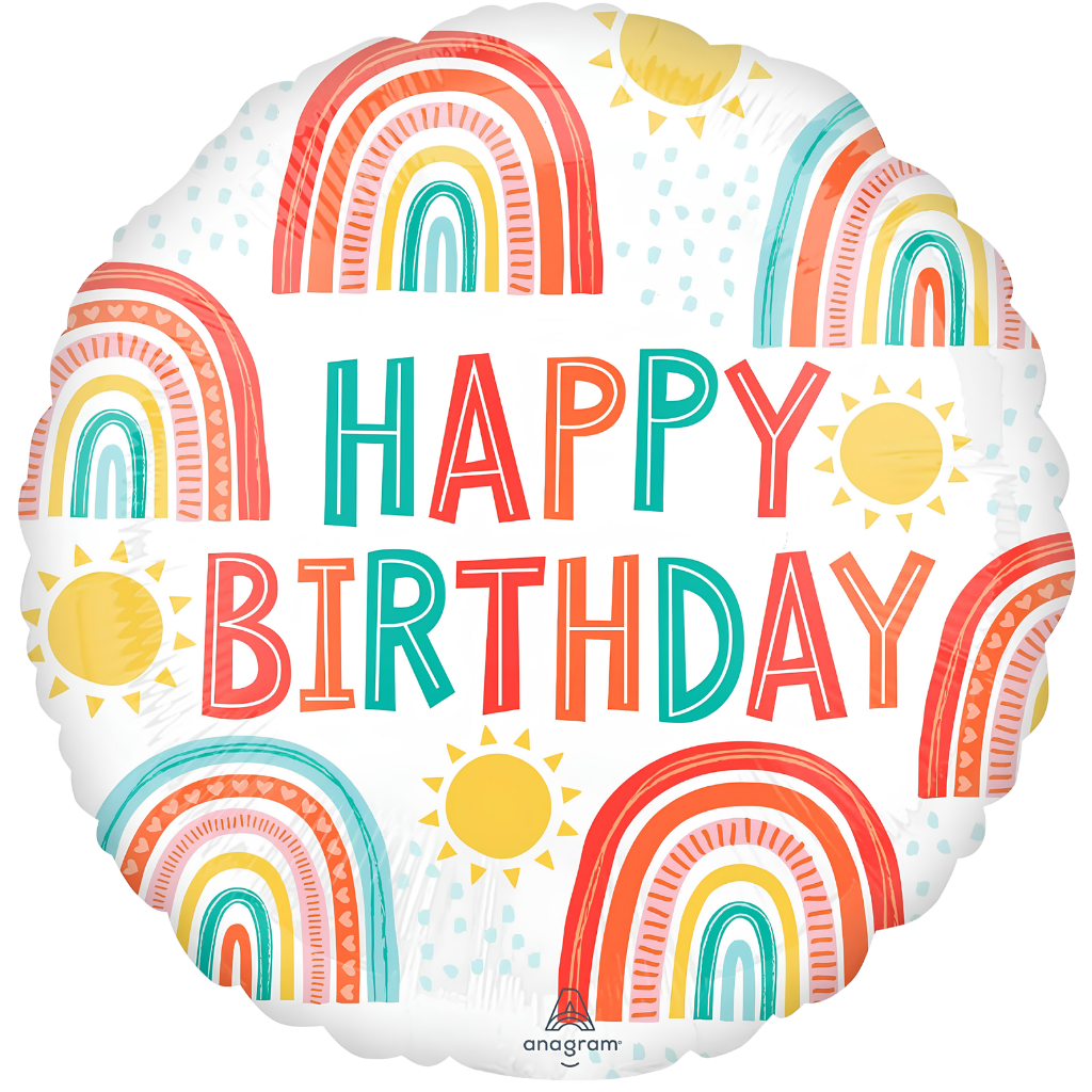 Retro Rainbow Happy Birthday