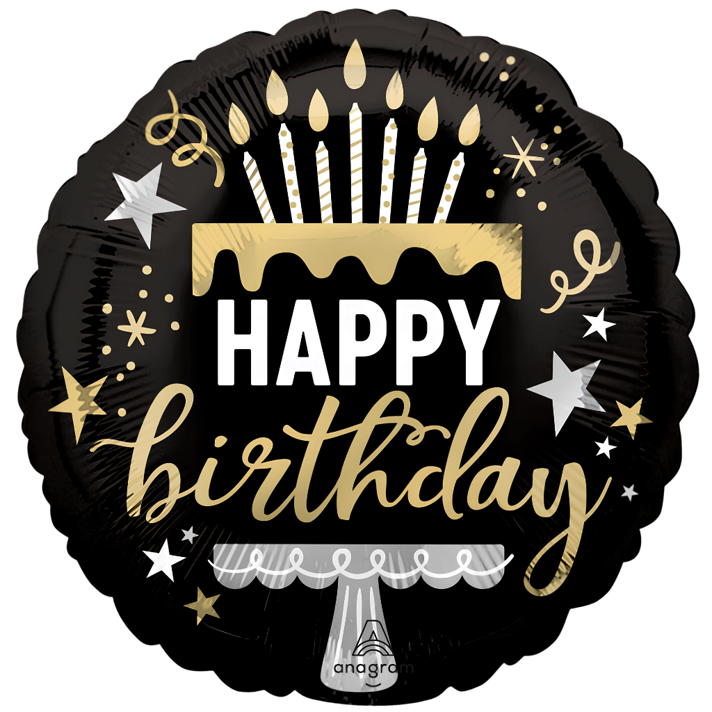 Happy Birthday Silver & Gold Cake Surprise