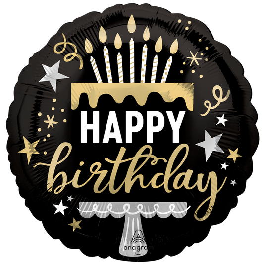 Happy Birthday Silver & Gold Cake Surprise