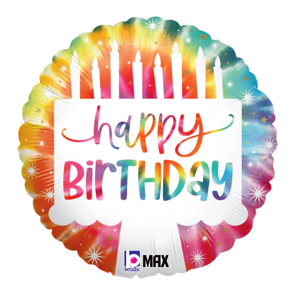Happy Birthday Multi Colour Tie Dye Cake 