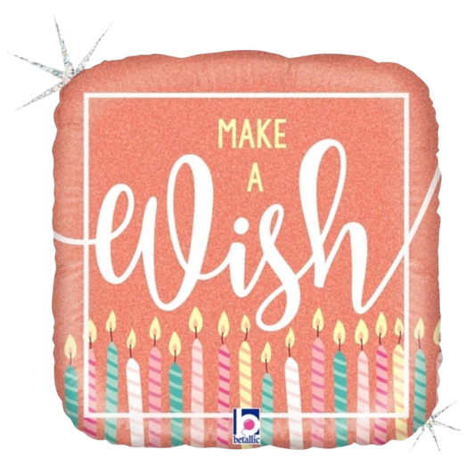 Make a Wish Square Pink Sparkles & Candles
