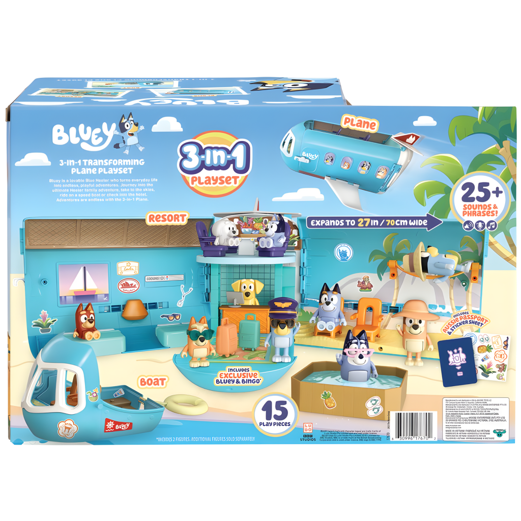 Bluey 3 in 1 Airplane Playset