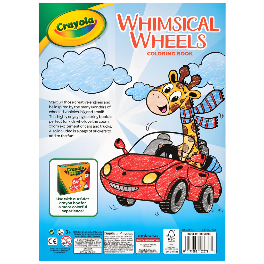 Whimsical Wheels Colouring Book