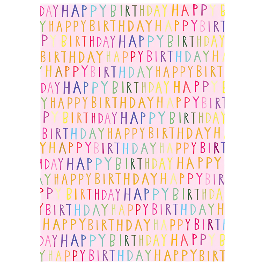Folded Wrap (Premium) - Birthday Script Pink 