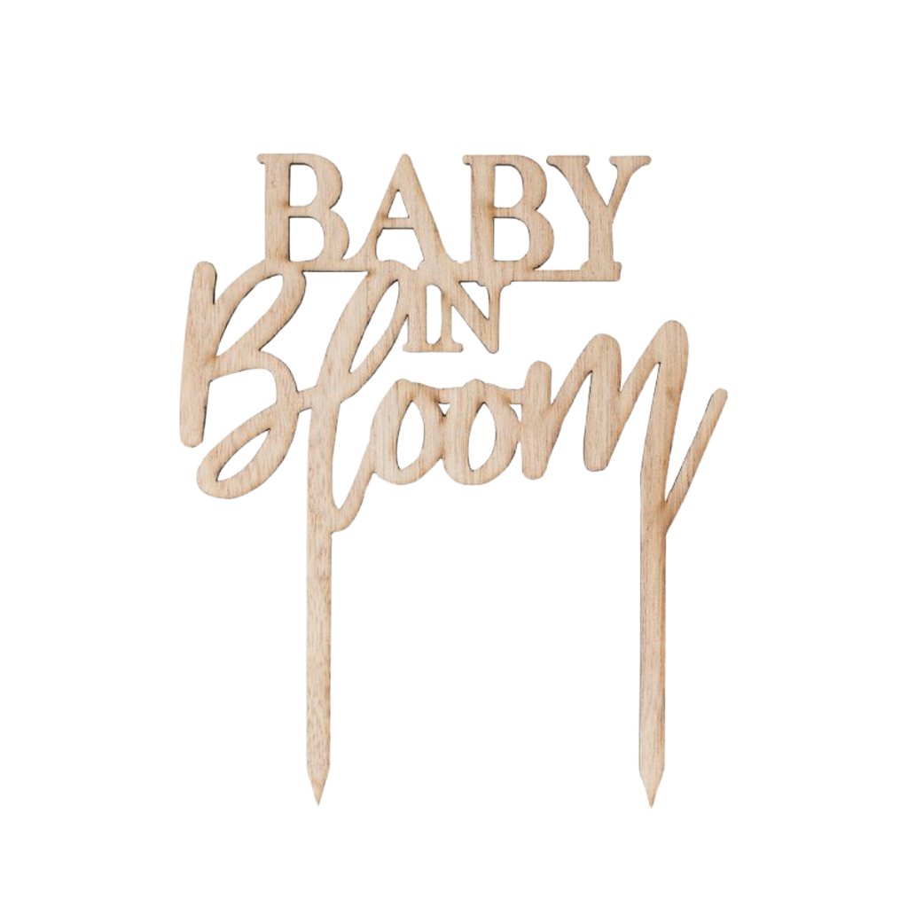 Wooden Cake Topper - Baby In Bloom