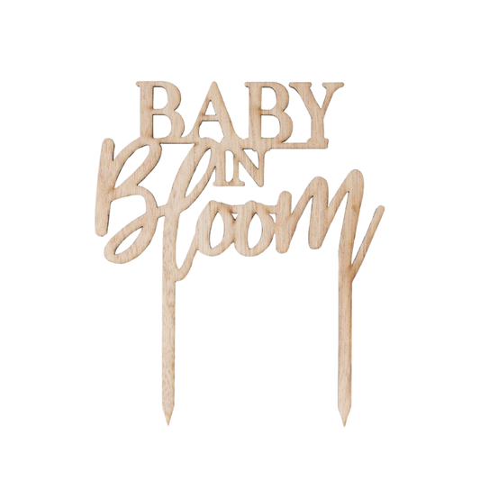 Wooden Cake Topper - Baby In Bloom