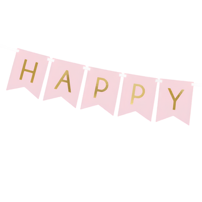 Pale Pink Happy Birthday Banner