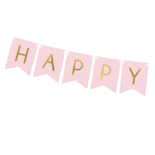 Pale Pink Happy Birthday Banner