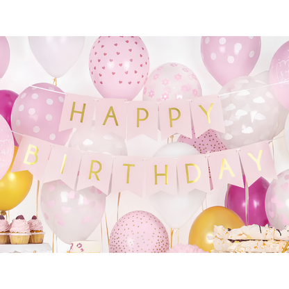 Pale Pink Happy Birthday Banner