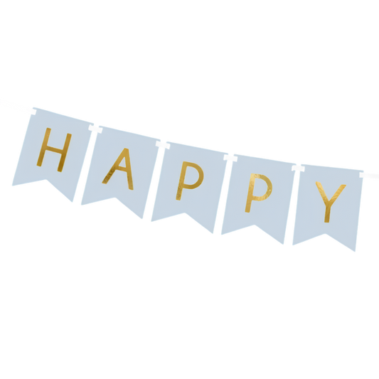 Pale Blue Happy Birthday Banner