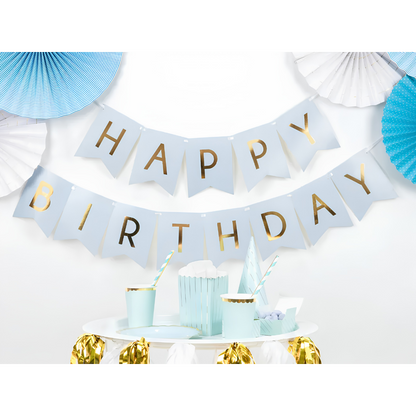 Pale Blue Happy Birthday Banner