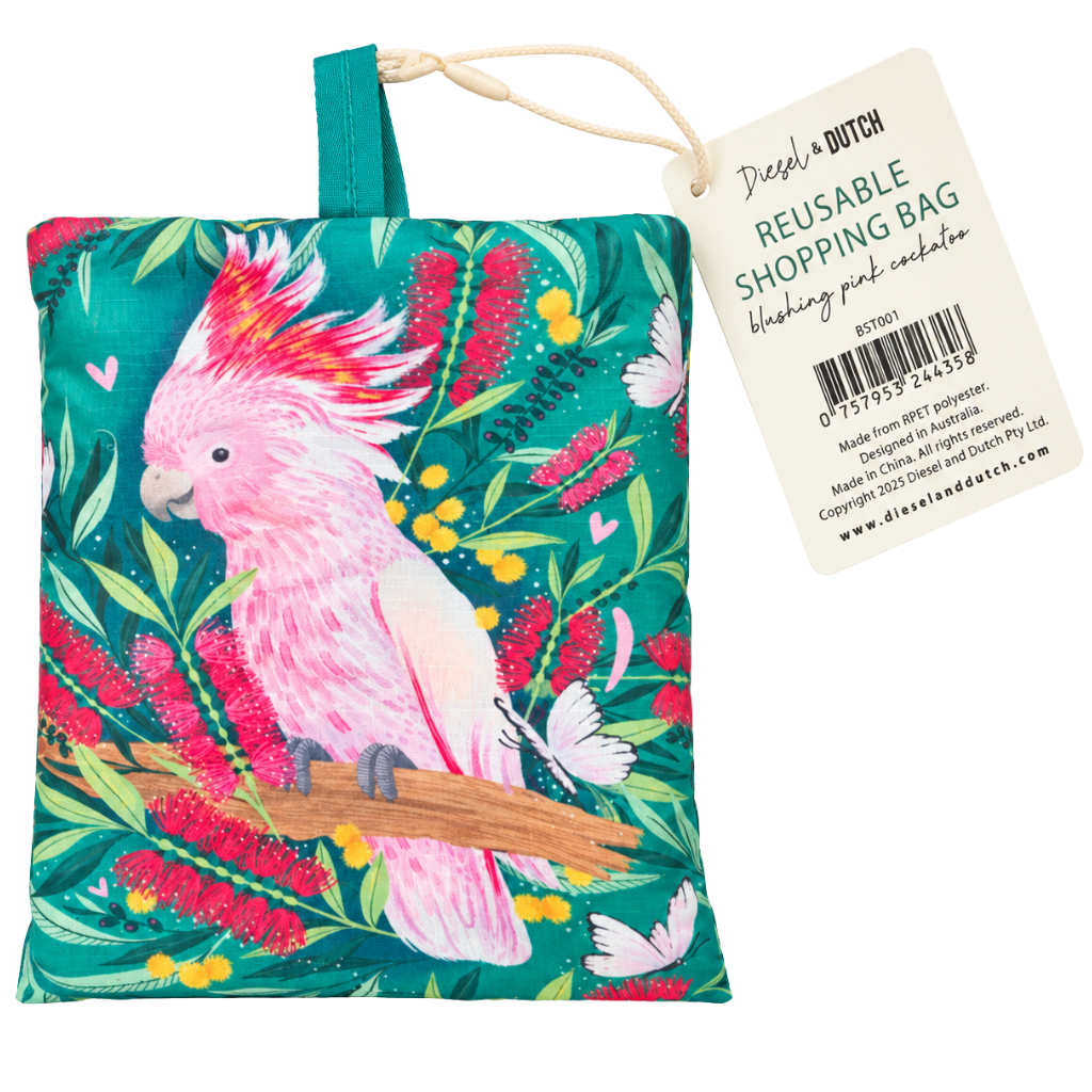 Reusable Shopping Bag - Blushing Pink Cockatoo