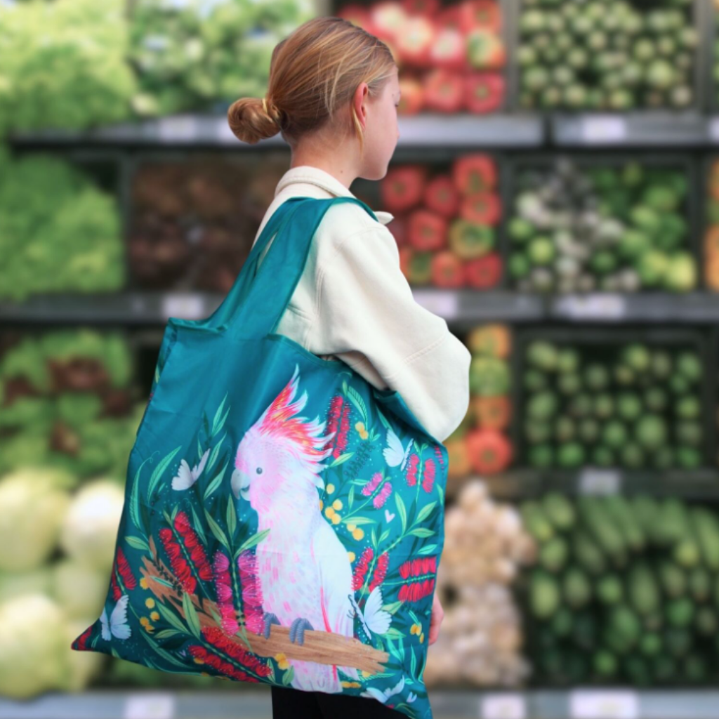 Reusable Shopping Bag - Blushing Pink Cockatoo