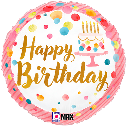 Happy Birthday/ Let's Party Double Sided Pink And Gold
