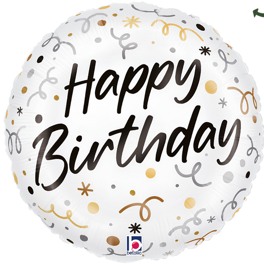 Happy Birthday Gold & Silver Streamers
