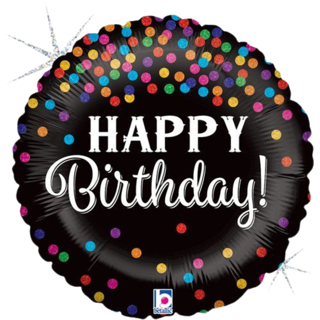 Happy Birthday Black Confetti 