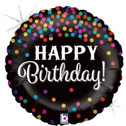 Happy Birthday Black Confetti 