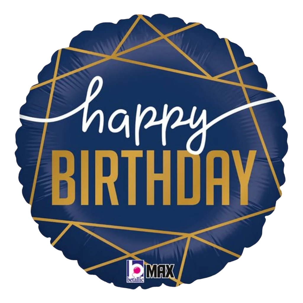Happy Birthday Navy & Gold Geo