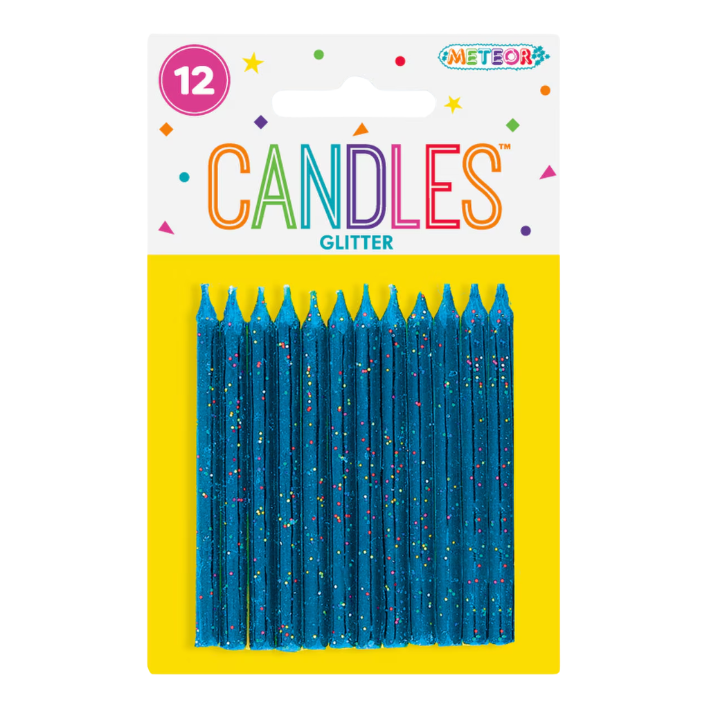 12pk Glitter Candles [Col.:BLUE]