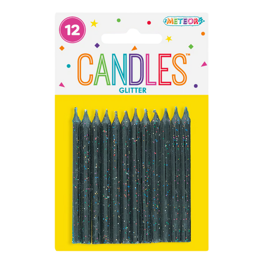 Glitter Candles (12pk) [Col.:BLACK]