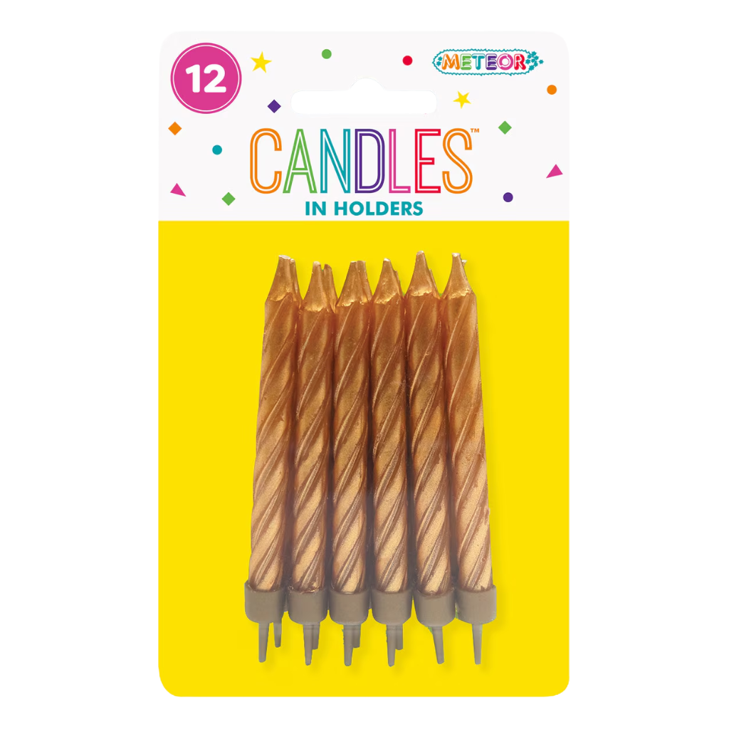 Traditional Metallic Candles (12pk) [Col.:GOLD]