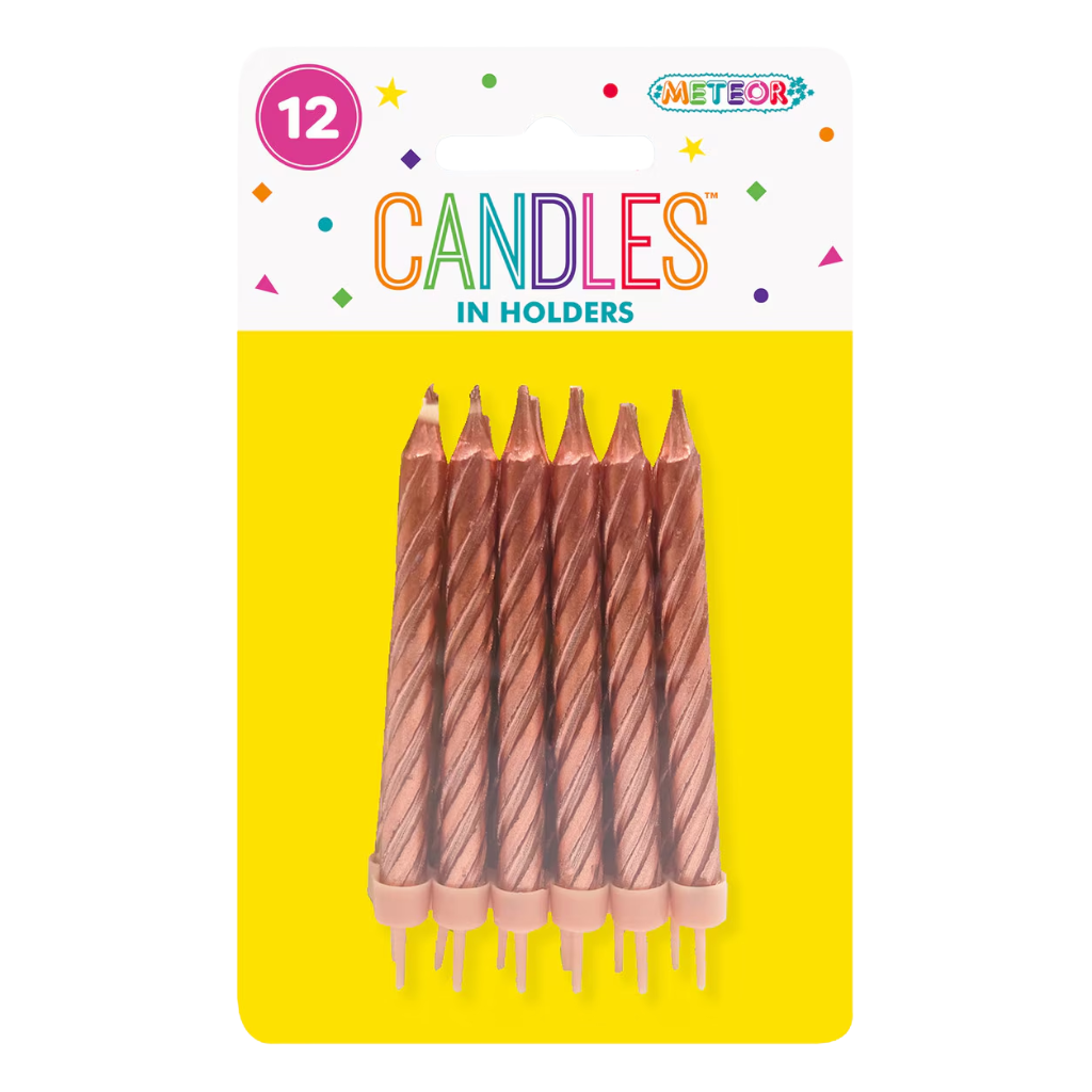 12pk Traditional Metallic Candles - Asst Colours [Col.:ROSE GOLD]