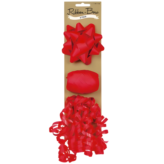 Gift Bow & Ribbon - Red (3pk) 
