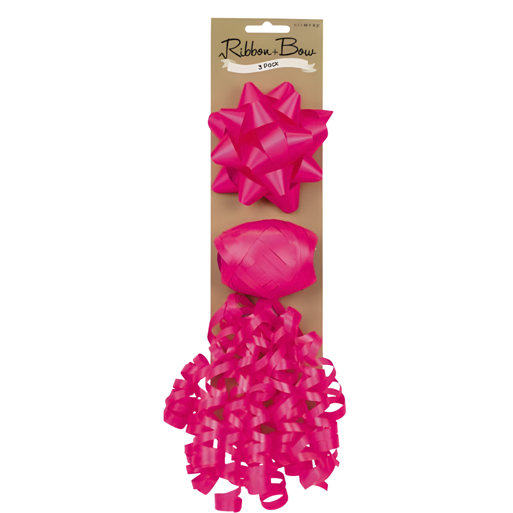 Gift Bow & Ribbon - Pink (3pk) 