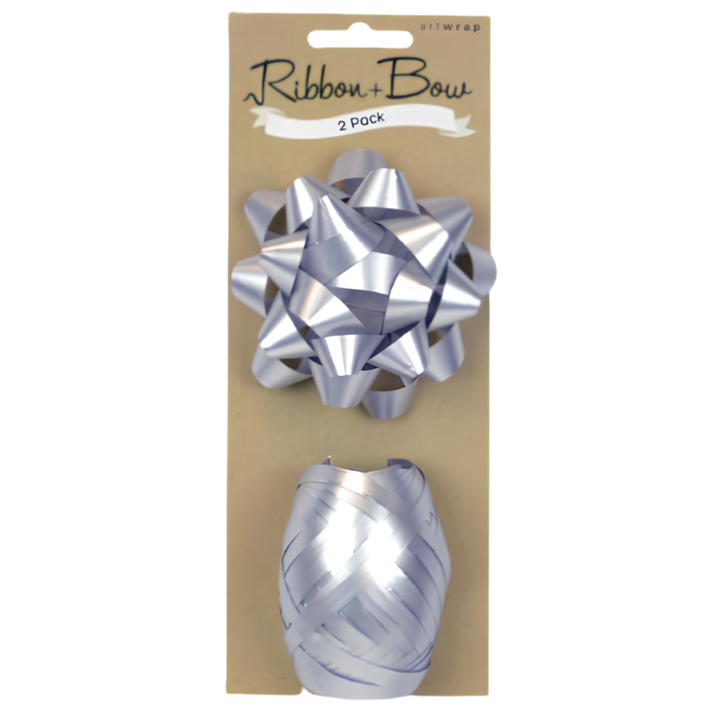 Ribbon & Bow - Silver (2pk) 